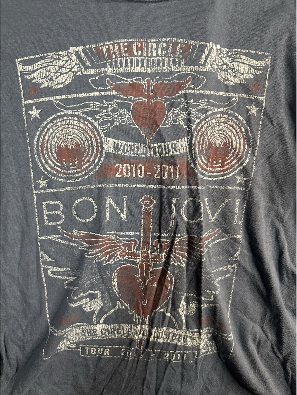 Bon Jovi The Circle World Tour 2010 2011 Band T Shirt Medium Blue Rock Concert